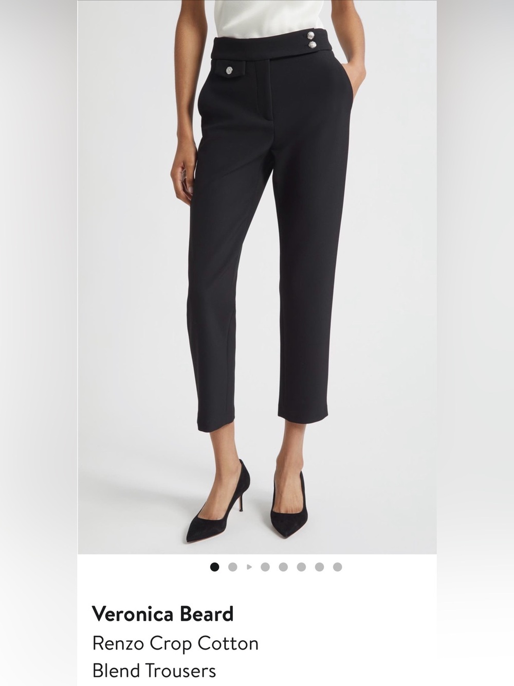 Veronica Beard Black Cropped Button-Waist Trousers
